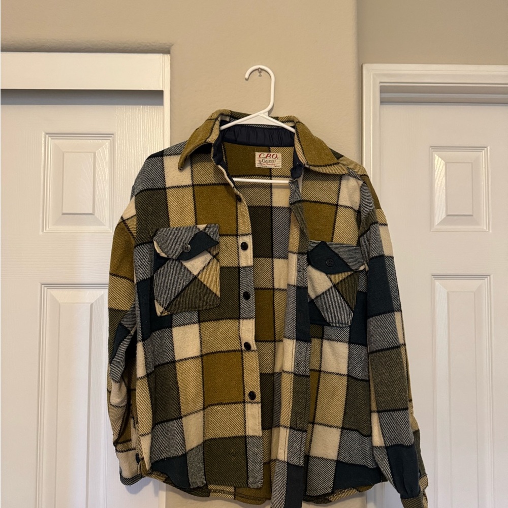 (VINTAGE) Wool Blend CPO Button Shirt Jacket